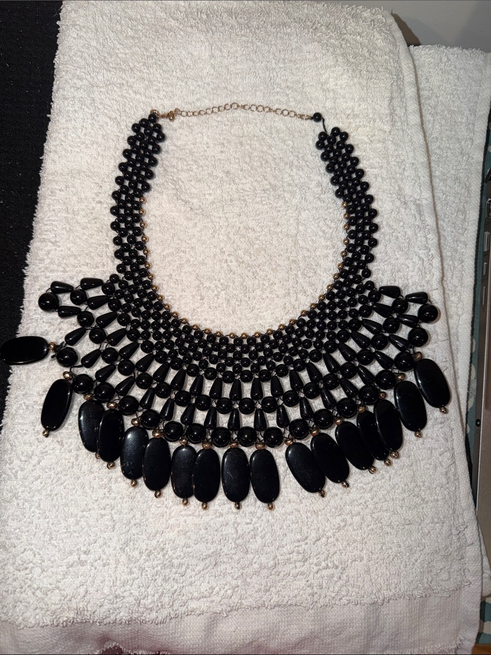Black Statement Bib Necklace - Elegant Women's Jewelry